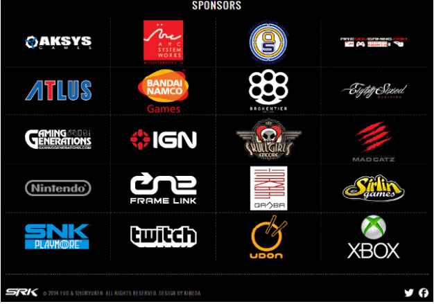 complete sponsor list for EVO 2014