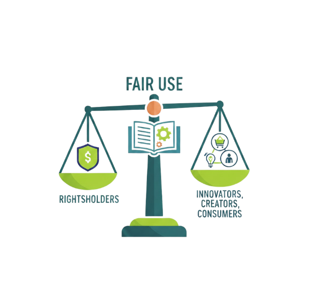 Fair use scales balancing rightsholders against innovators, creators, and consumers